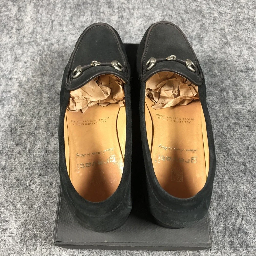 Gravati Loafers Mens 8 M Black Suede Horsebit Slip On Handmade Italy Luxury